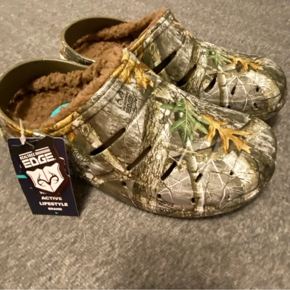 Realtree Shoes Mens Size 8 Lined Clogs Camo Water Active Lifestyle Slip‎ On New